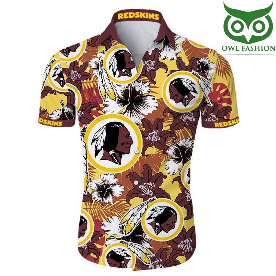 Washington Redskins Tropical Flower logos Short Sleeve Hawaiian Shirt 
