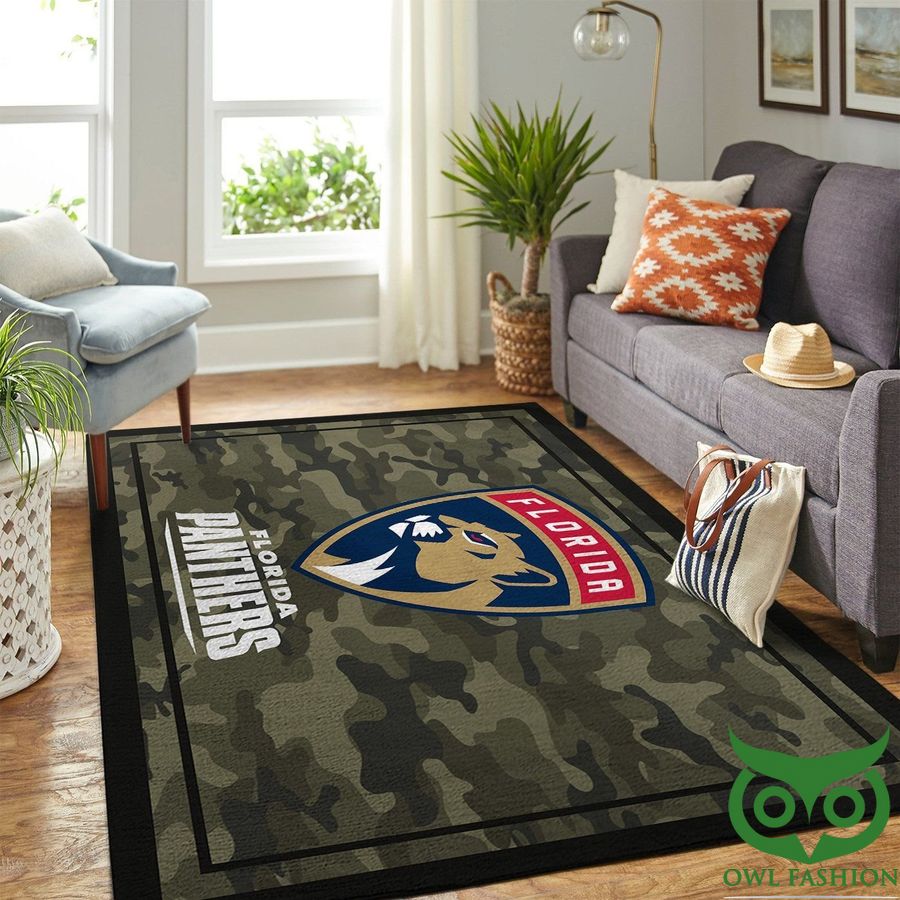 Florida Panthers NHL Team Logo Camo Style Carpet Rug