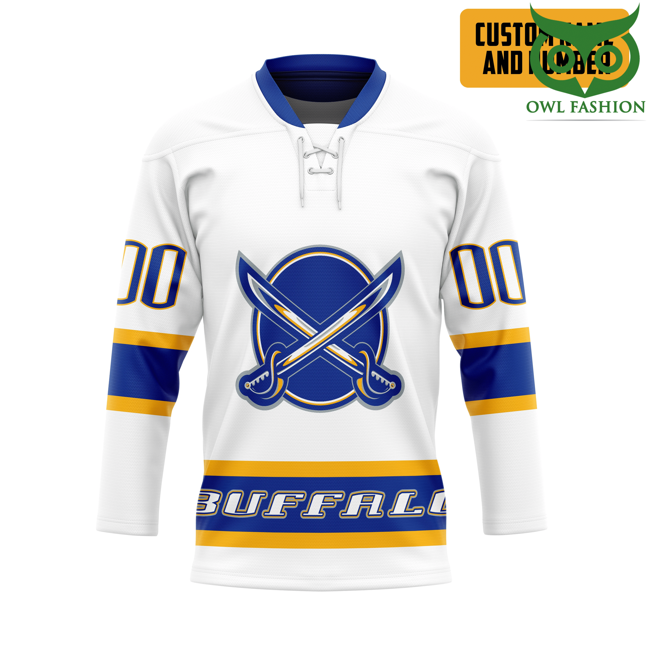 White Buffalo Sabres NHL Custom Name Number Hockey Jersey
