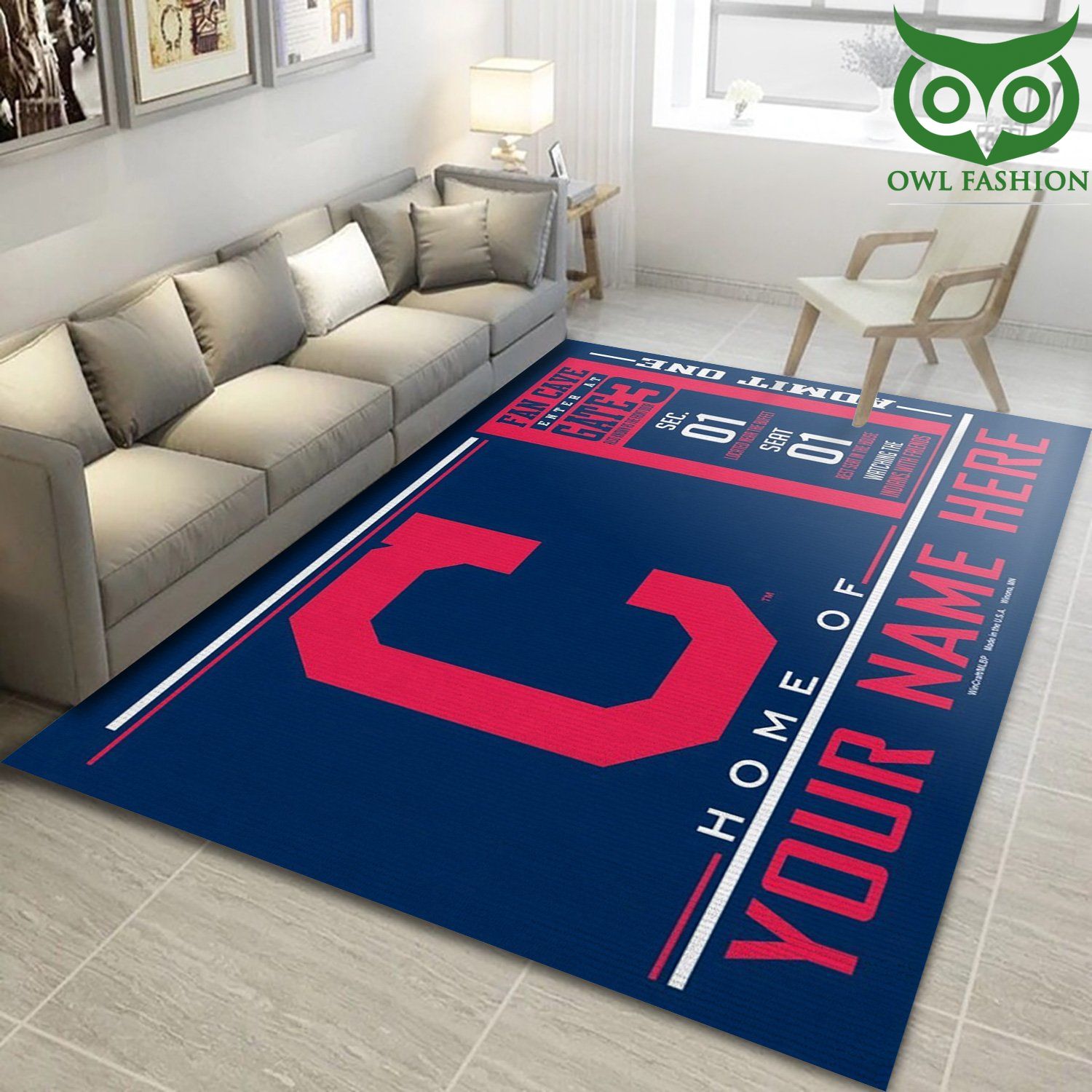 Cleveland Indians Wincraft Personalized MLB Area room decorate floor carpet rug 