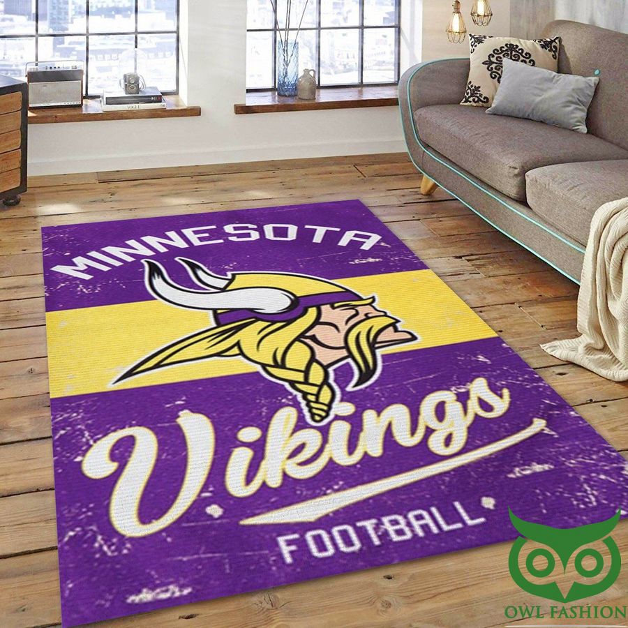 Minnesota Vikings NFL Team Logo Purple and Yellow Carpet Rug