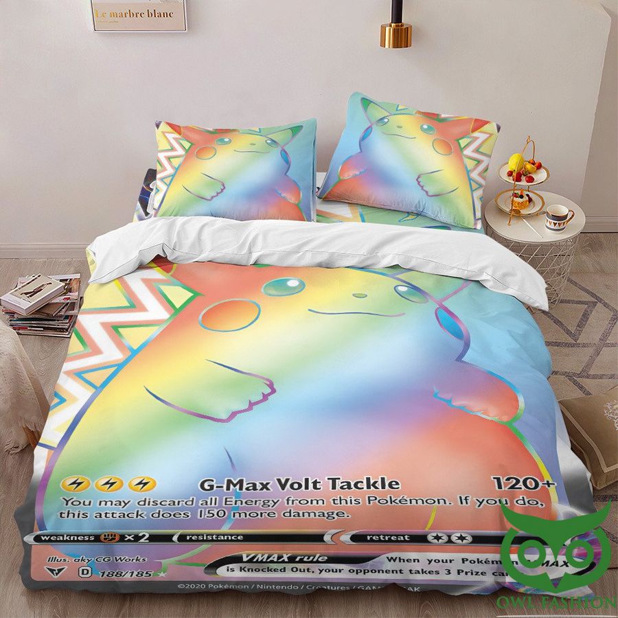 Anime Pokemon Rainbow Pikachu VMAX Custom Bedding Set