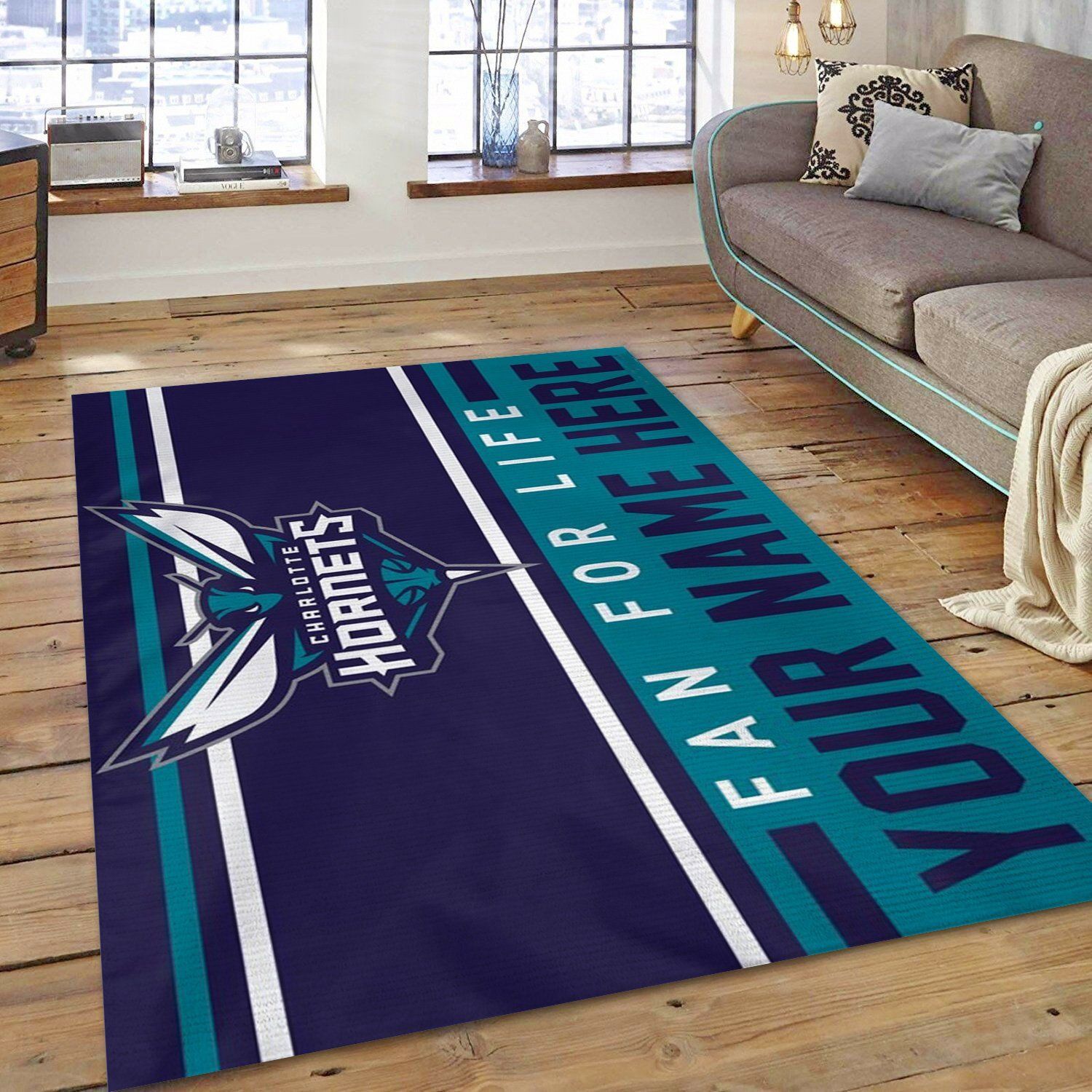Customizable NBA Charlotte Hornets Logo Floor home decoration carpet rug for fans