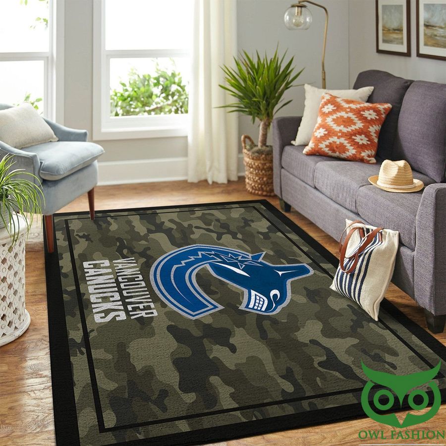 NHL Team Logo Vancouver Canucks Camo Style Carpet Rug