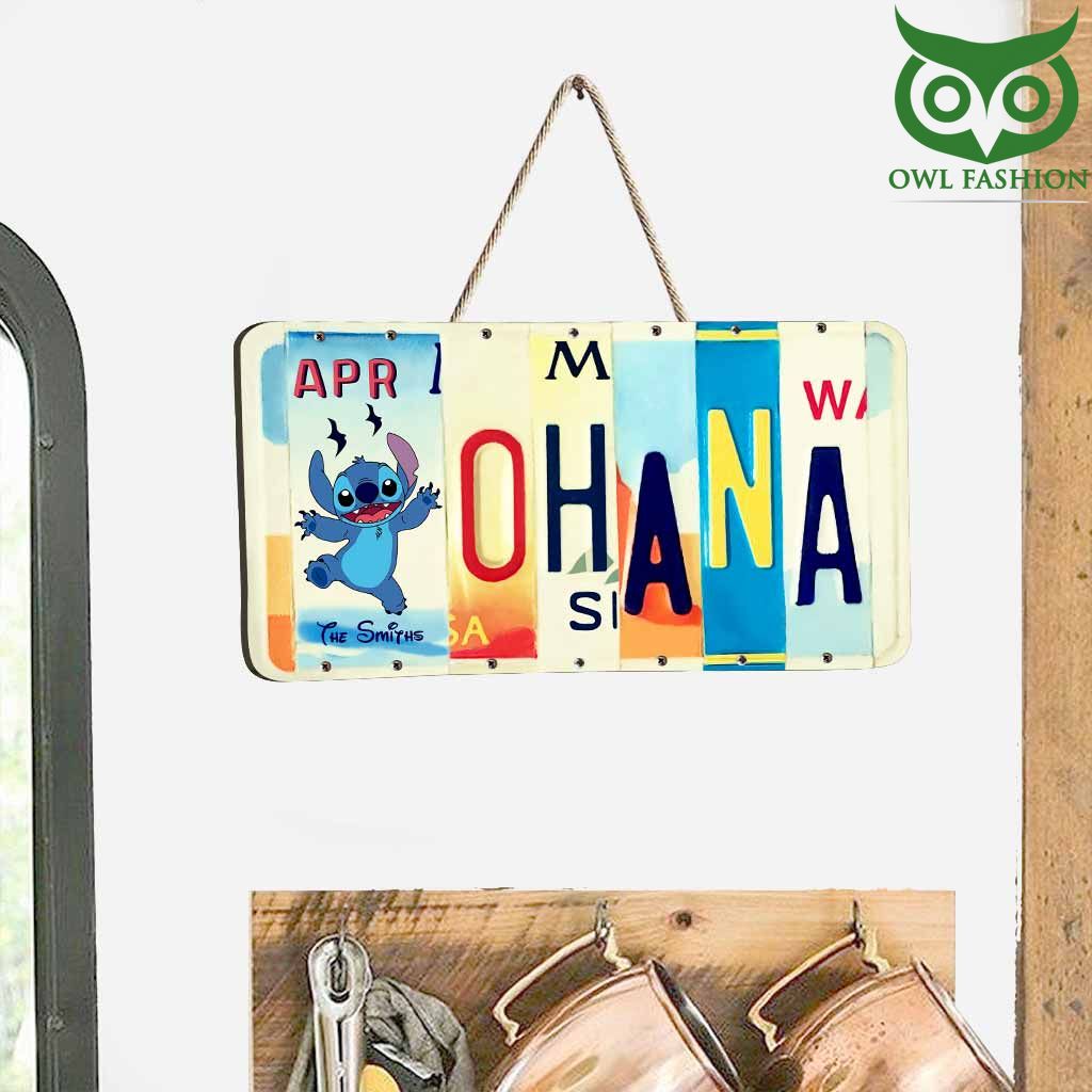 Ohana Means Family Personalized License Plate Wood Sign