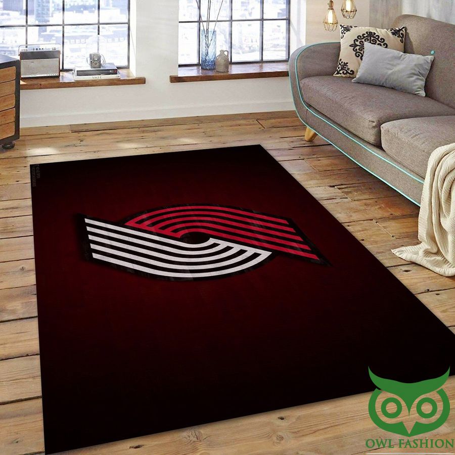 Portland Trail Blazers NBA Team Logo Black Red Carpet Rug