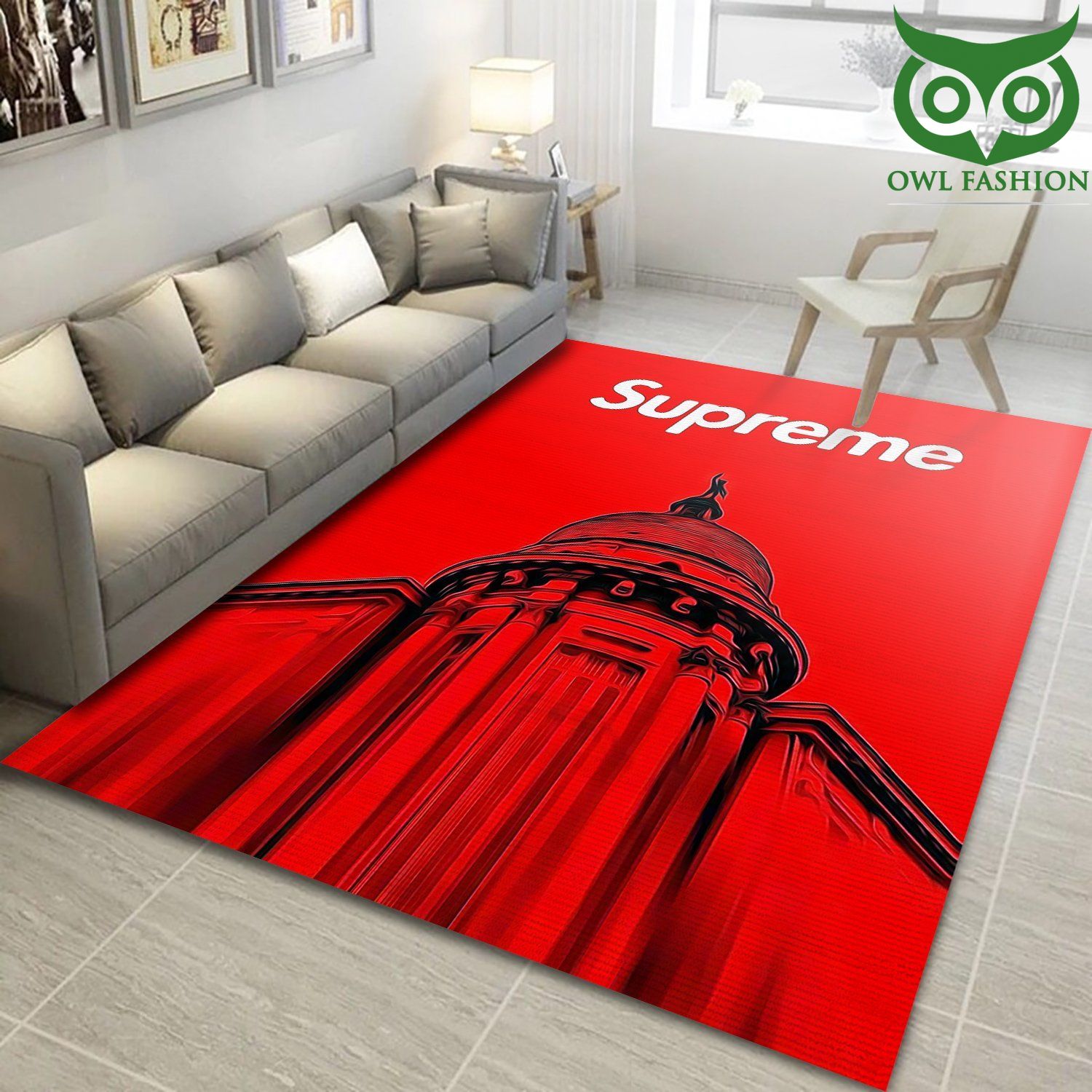 Supreme Red Art room decorate floor carpet rug 