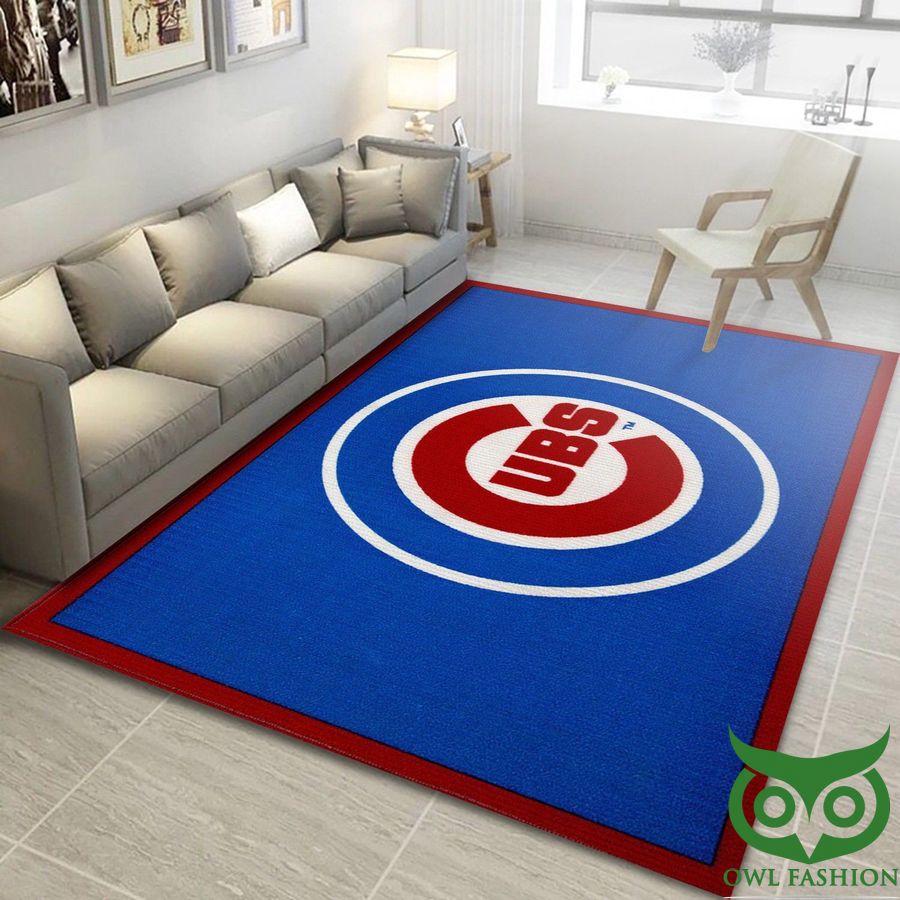 Chicago Cubs Non Slip Soft MLB Team Logo Blue and Red Carpet Rug
