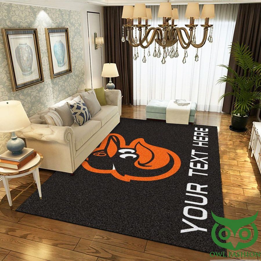 Customized Baltimore Orioles MLB Team Logo Black and Orange Carpet Rug