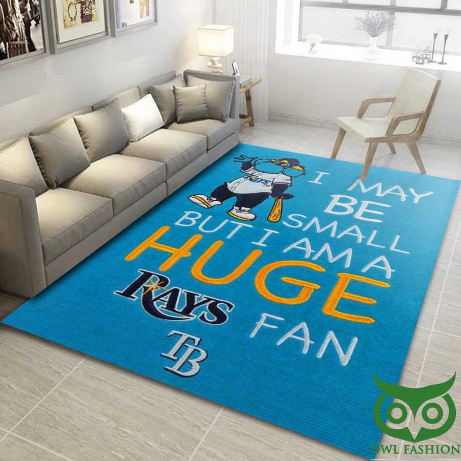 MLB Tampa Bay Rays Team Logo with Quotes Azure Carpet Rug