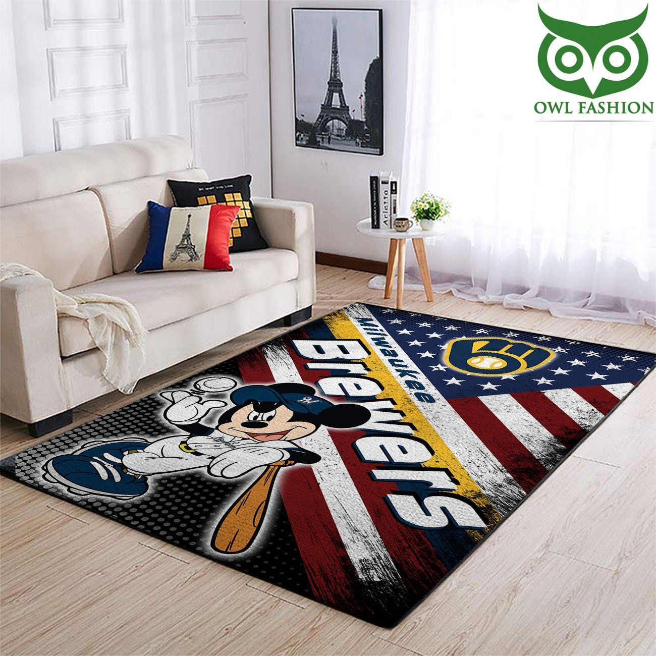 Milwaukee Brewers Mlb Team Logo Mickey Us Style Nice Gift carpet rug Home and floor Decoration