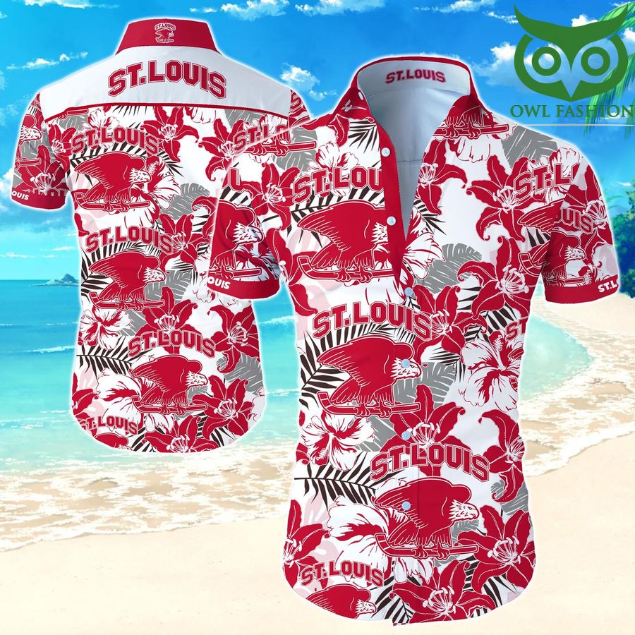 Nhl St Louis Eagles logo on tropcial floral Hawaiian Shirt Summer 