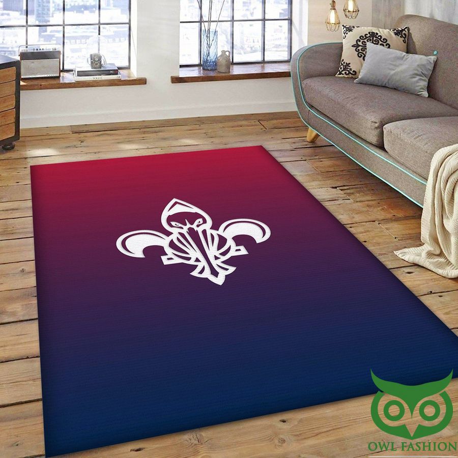 NBA New Orleans Pelicans Team Logo Gradient Purple and Red Carpet Rug