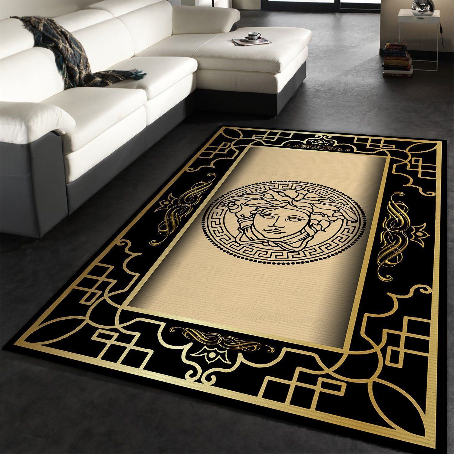 Luxury fashion brand Versace Logo Gold Floor home decoration carpet rug