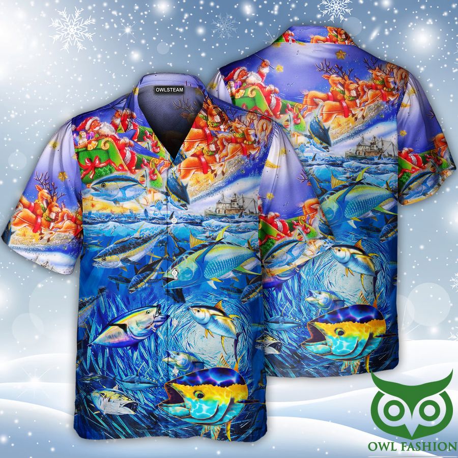 Santa Claus Fishing Love Ocean Hawaiian Shirt