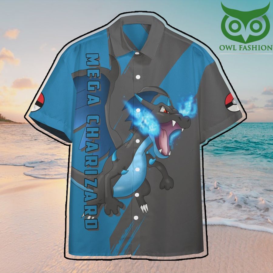Anime Pokemon Mega Charizard Hawaiian Shirt Summer Button Shirt
