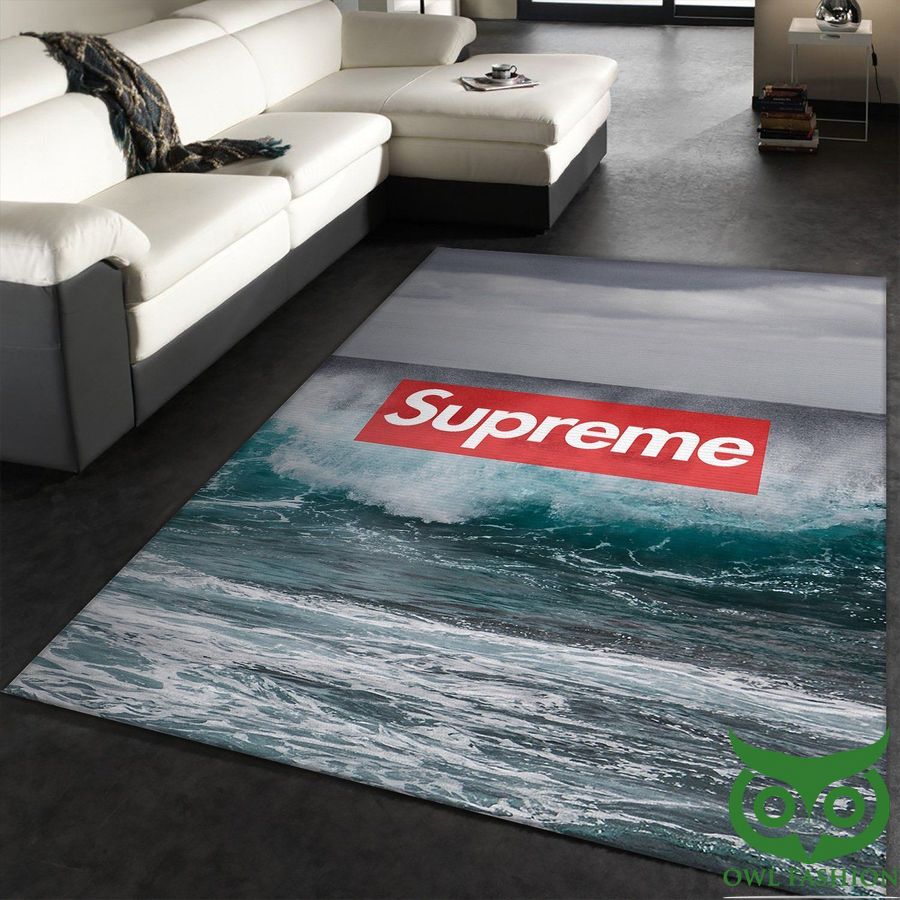 Luxury Brand Fashion Supreme with Ocean Wave Design Carpet Rug
