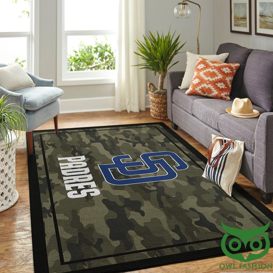 MLB Team Logo San Diego Padres Camo Style Carpet Rug