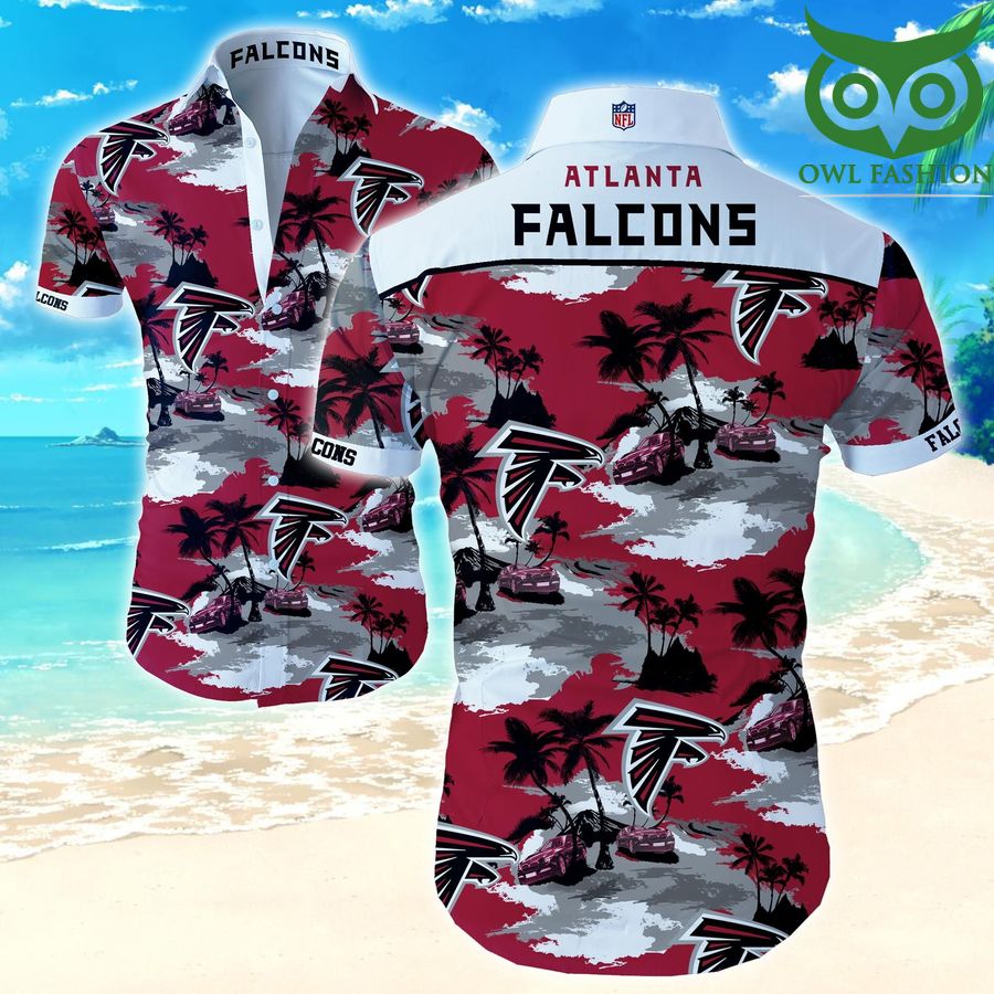 Nfl Atlanta Falcons logo on tropical floral Hawaiian Shirt 