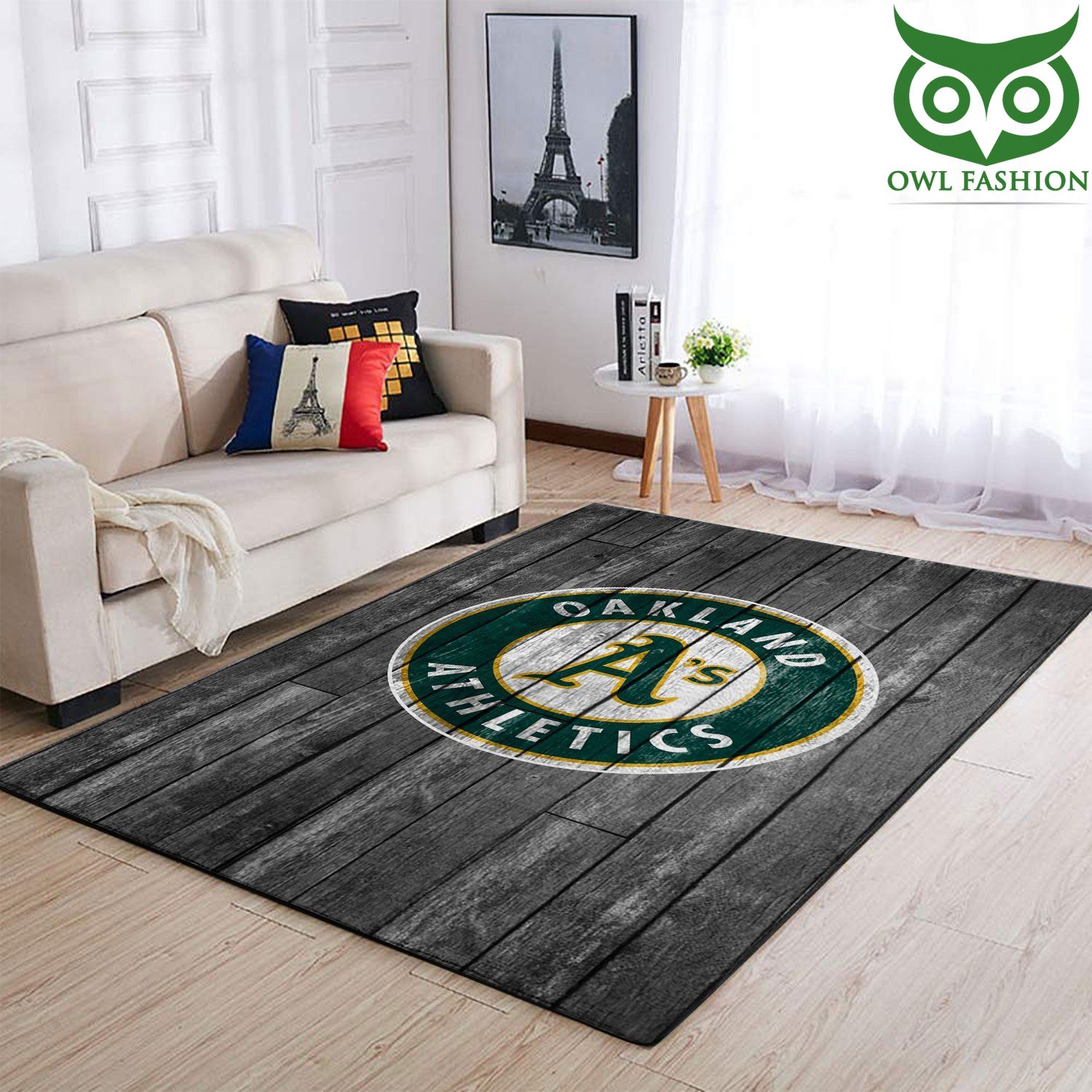 Oakland Athletics Mlb Team Logo Grey Wooden Style room decorate floor carpet rug 