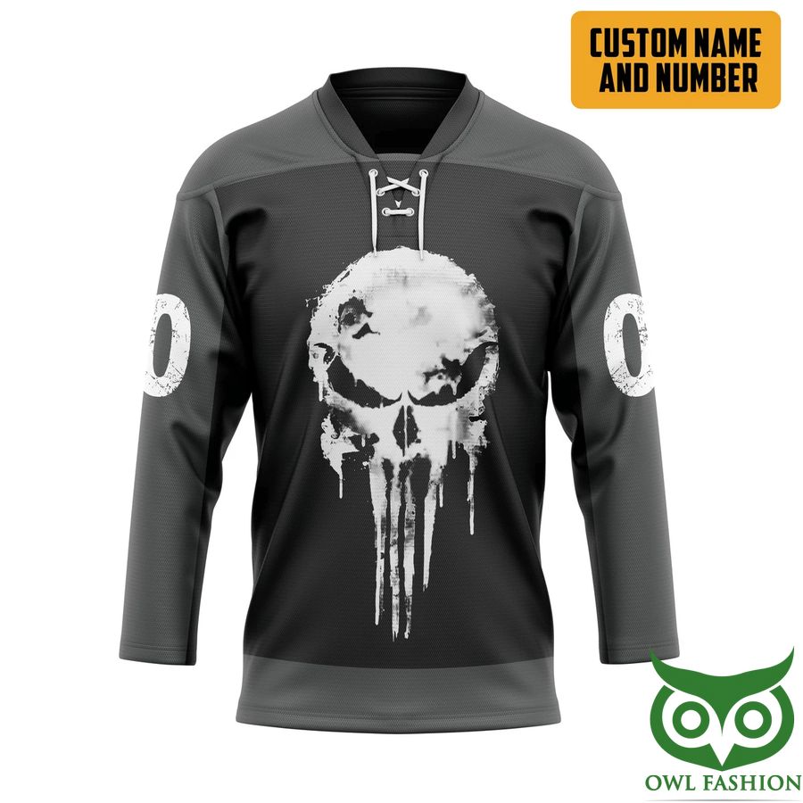 45 3D Punisher Skull Custom Name Number Hockey Jersey