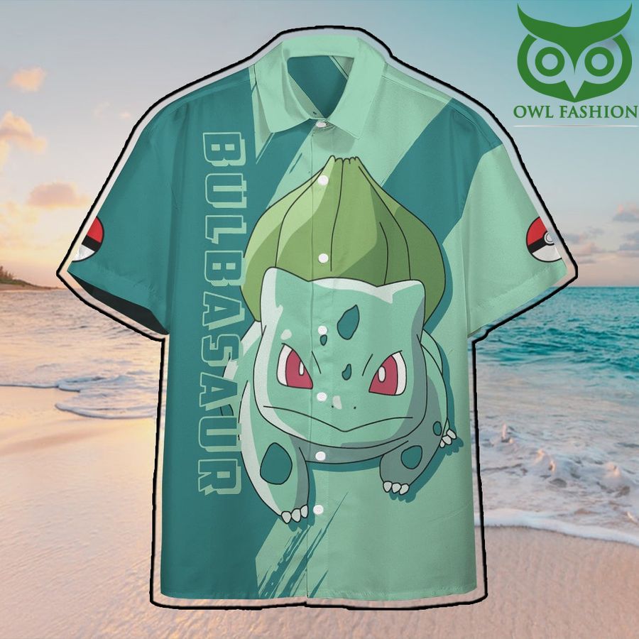 35 Anime Pokemon Bulbasaur Hawaiian Shirt Summer Button Shirt