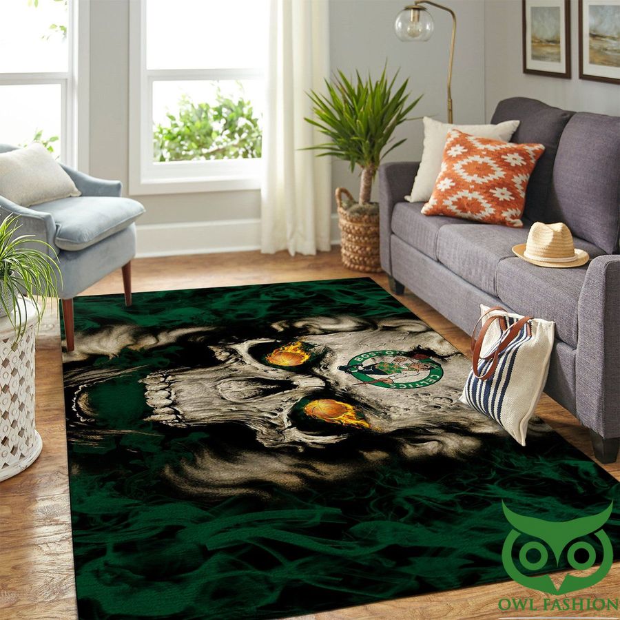 Boston Celtics NBA Team Logo Skull Style Green Carpet Rug