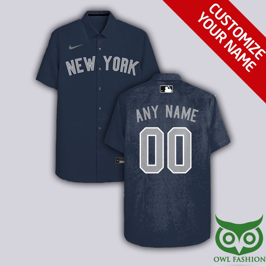 Custom Name Number New York Yankees Jeans Color Hawaiian Shirt