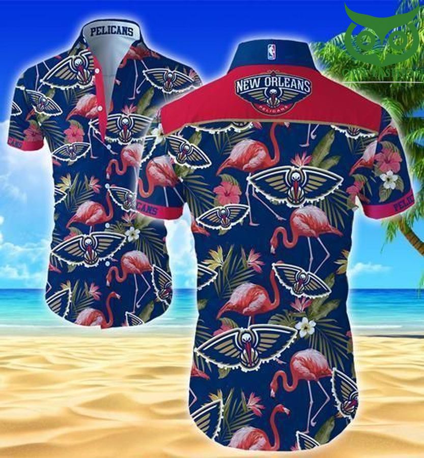 NBA New Orleans Pelicans tropical Style Hawaiian Fit Body Shirt 