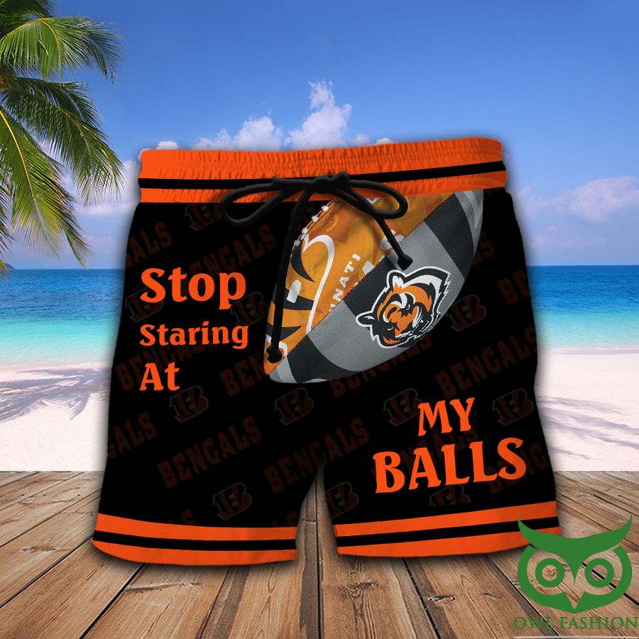 NFL Cincinnati Bengals Stop Staring At My Balls Black and Orange Men Short