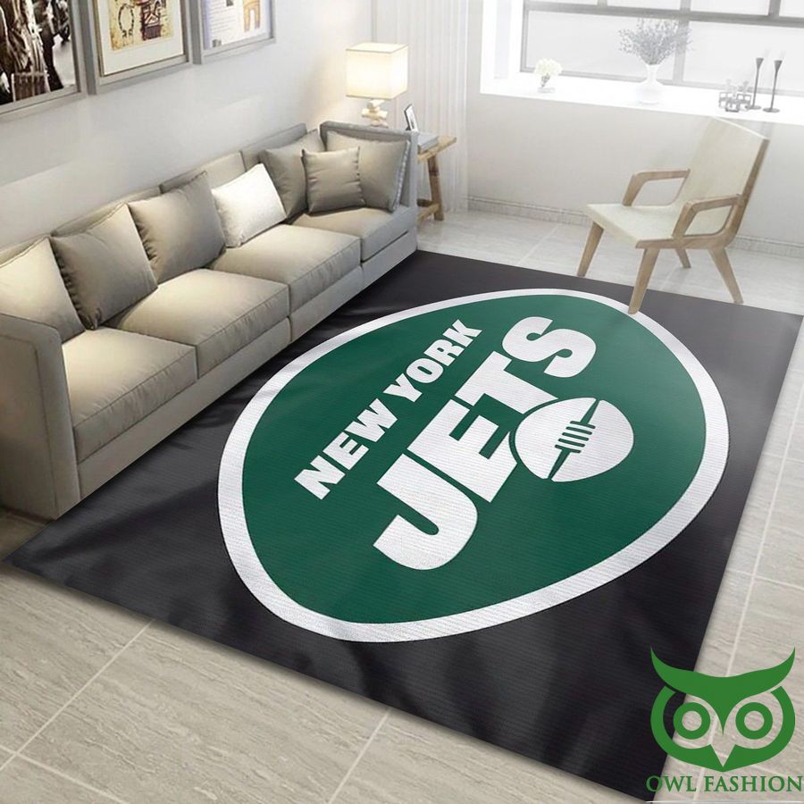 NFL New York Jets Team Logo Green and Black Carpet Rug