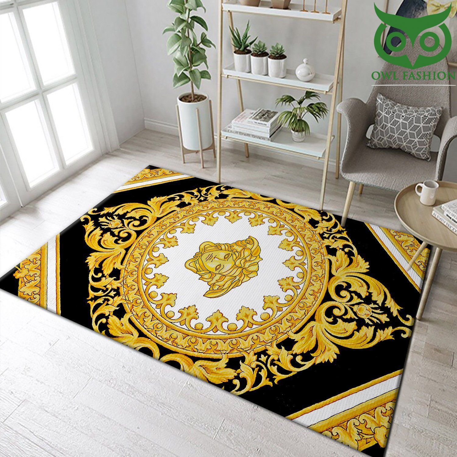Versace Fashion Brand Logo Gold Area carpet rug Home and floor Decor