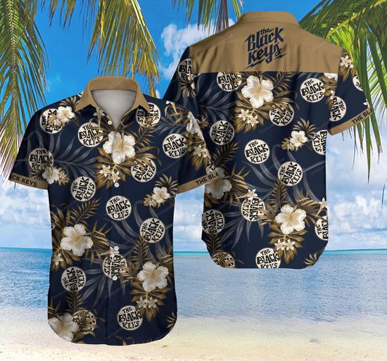 the Black Keys navy flower Hawaiian Shirt 