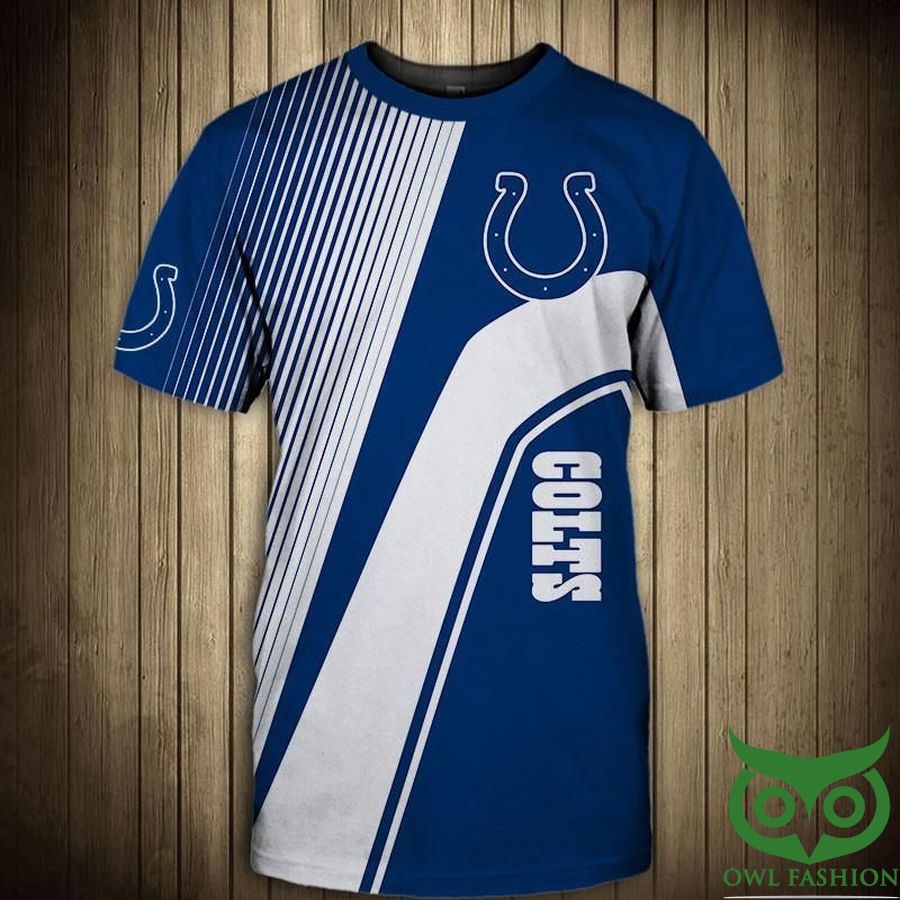 Indianapolis Colts Dark Blue and White Logo 3D T-shirt