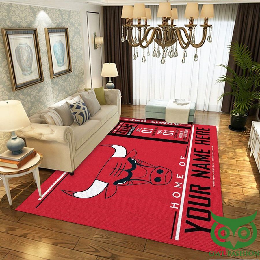 Personalized NBA Team Logo Chicago Bulls Wincraft Red Carpet Rug