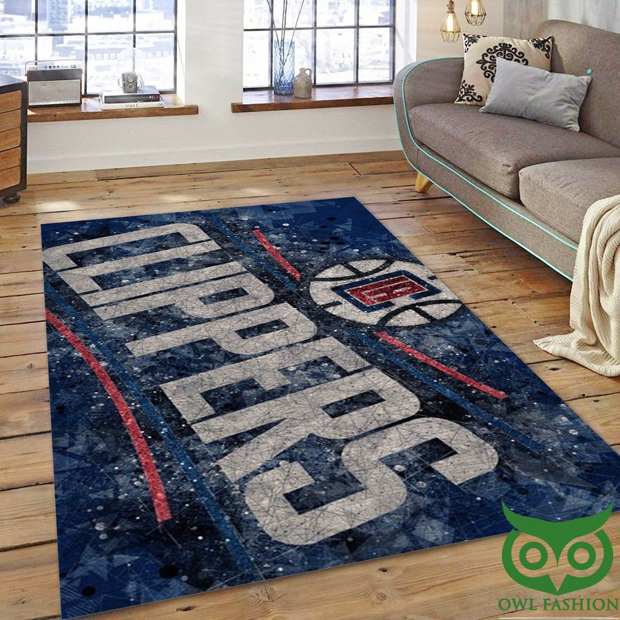La Clippers 6 NBA Team Logo Blue Glitter Name Carpet Rug