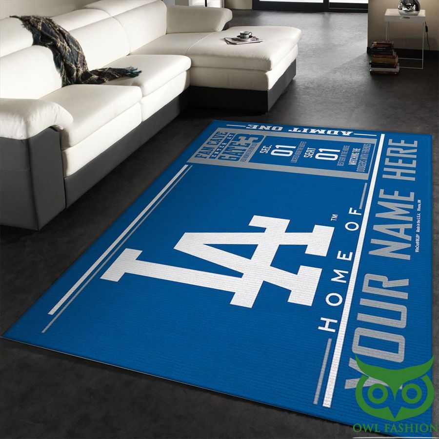 Personalized MLB Team Logo Los Angeles Dodgers Wincraft Blue Carpet Rug