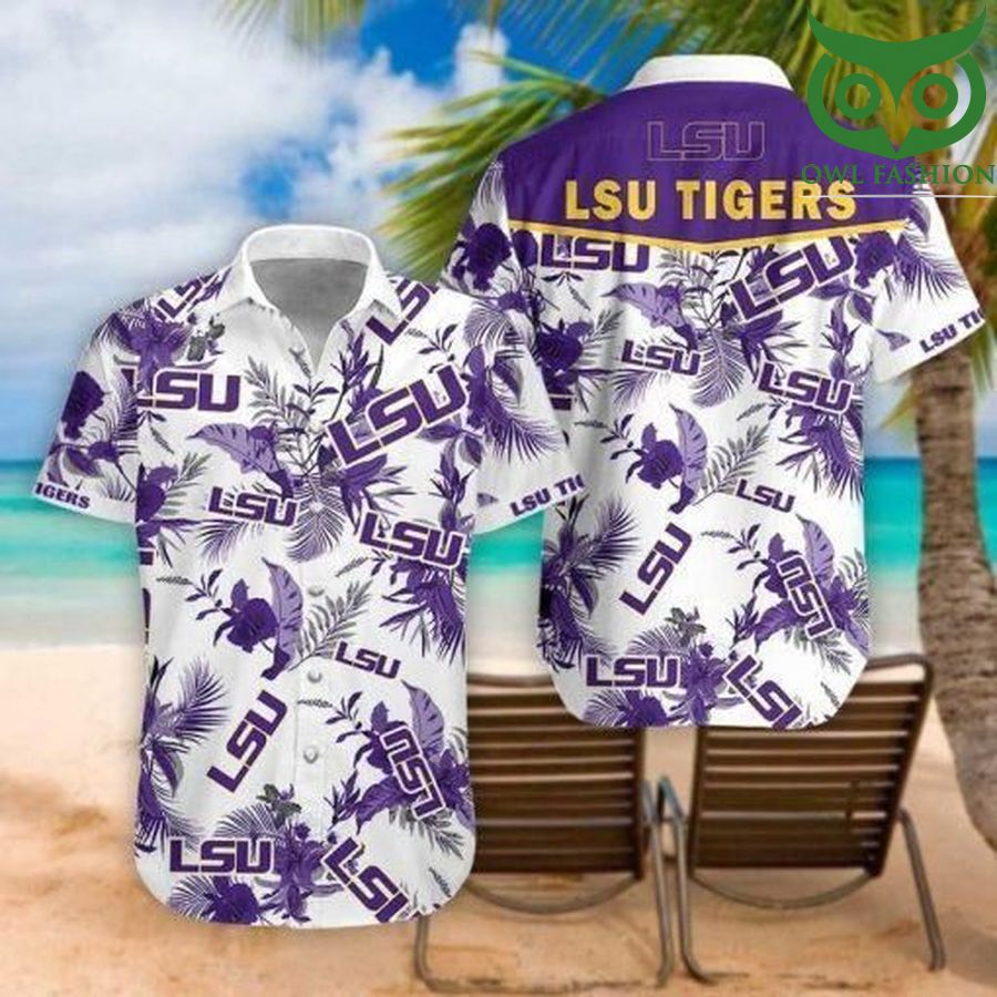 LSU Tigers football floral logo team short sleeve Hawaiian Shirt 