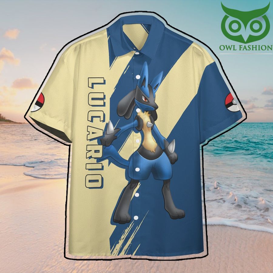 Anime Pokemon Lucario Hawaiian Shirt Summer Button Shirt