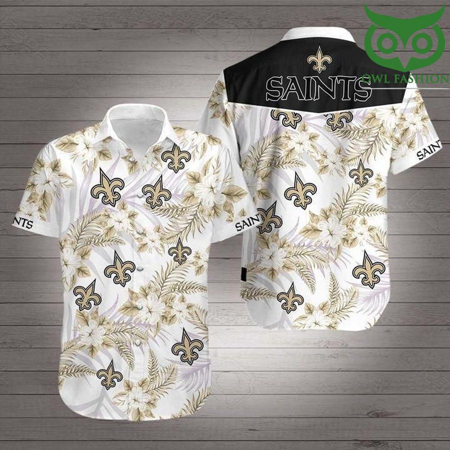 New orleans saints football floral logo team short sleeve Hawaiian Shirt 