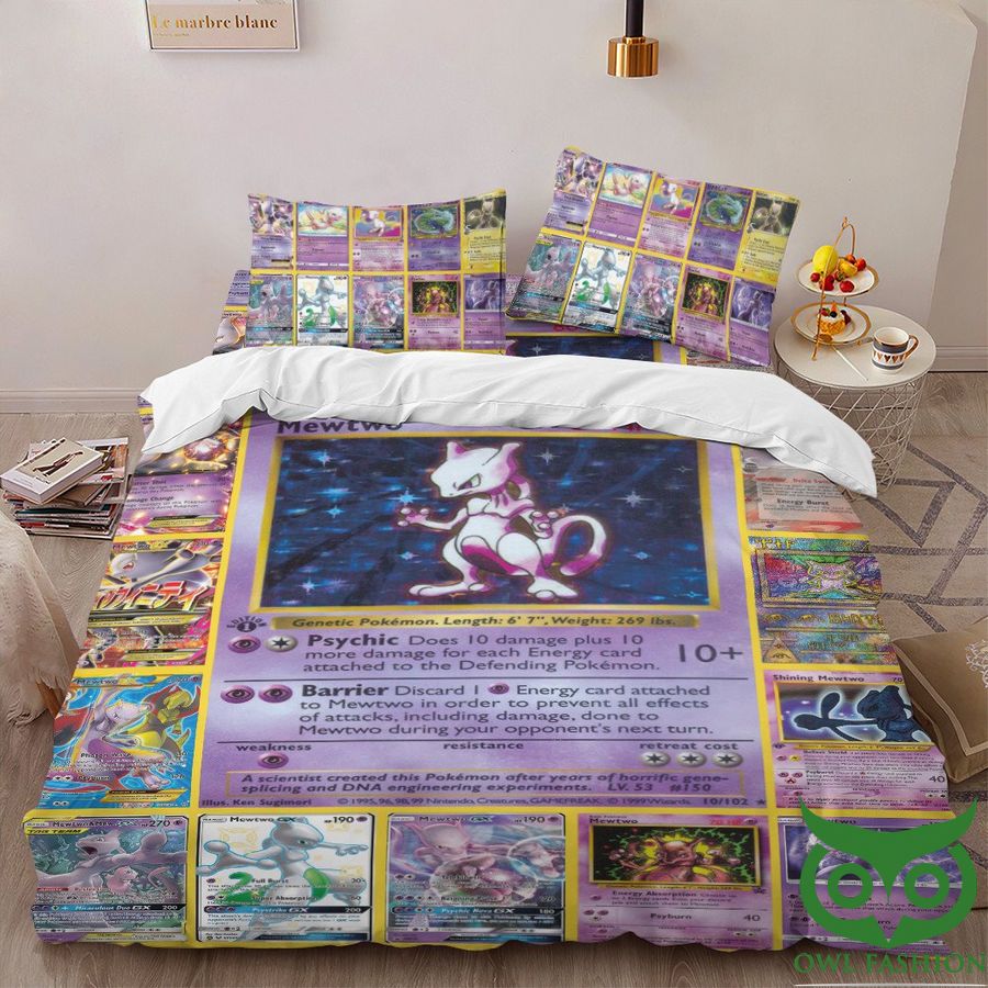Anime Pokemon Mewtwo Cards Custom Bedding Set
