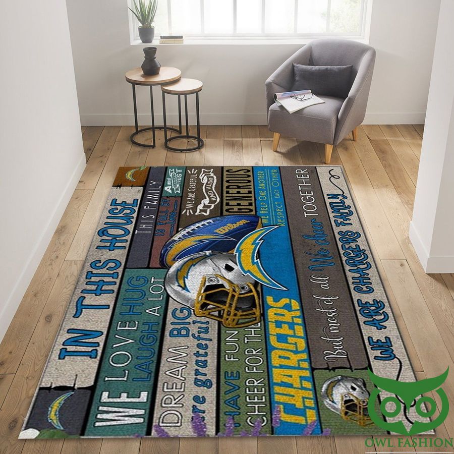 Los Angeles Chargers NFL Team Logo Helmet Quotes on Wall Carpet Rug
