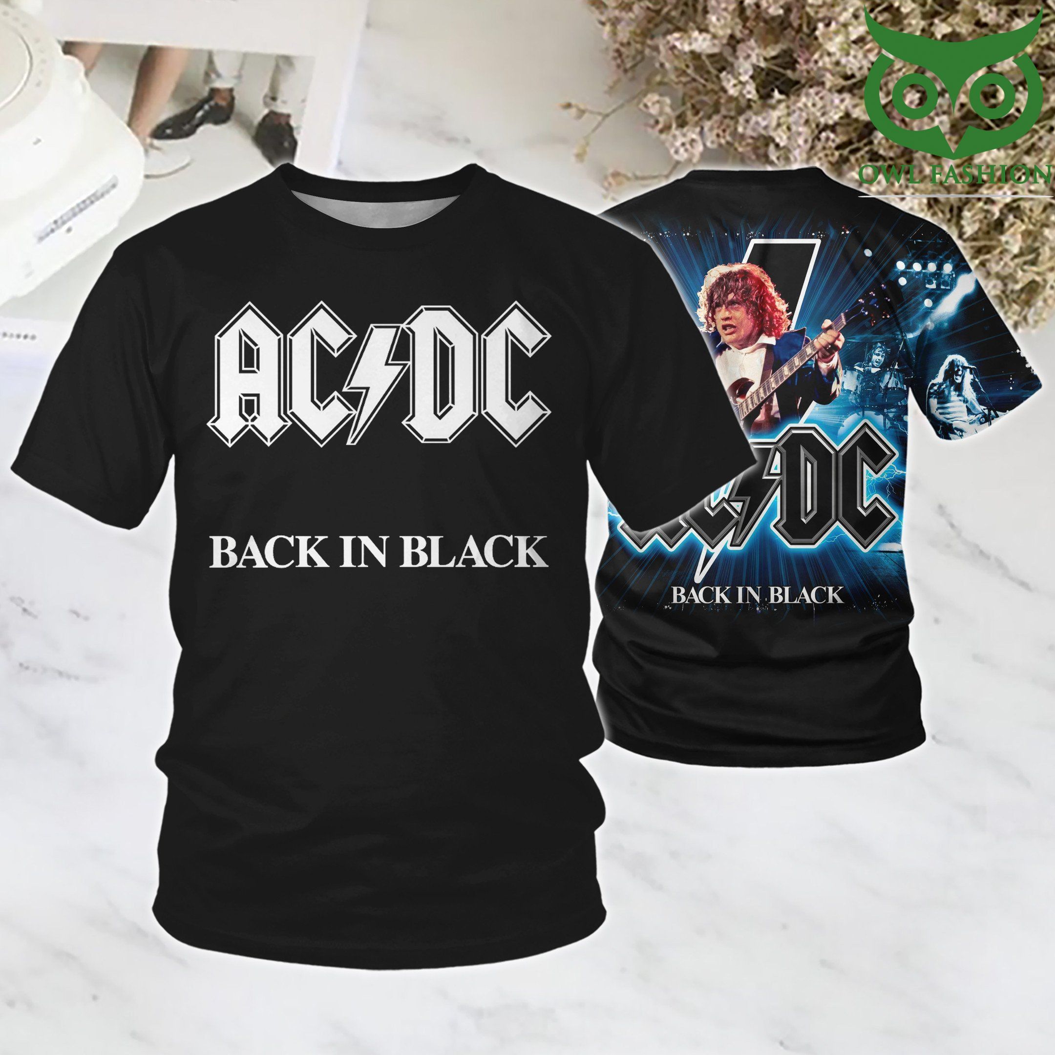 7 ACDC Black in Black 3D T Shirt