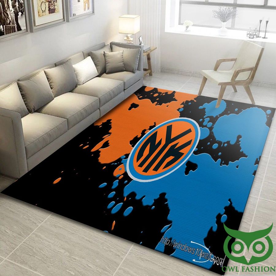 7 NBA New York Knicks Team Logo Blue and Orange Carpet Rug