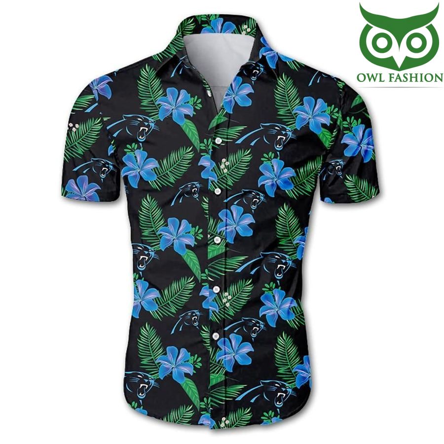 Carolina panthers tropical flower Hawaiian Shirt 