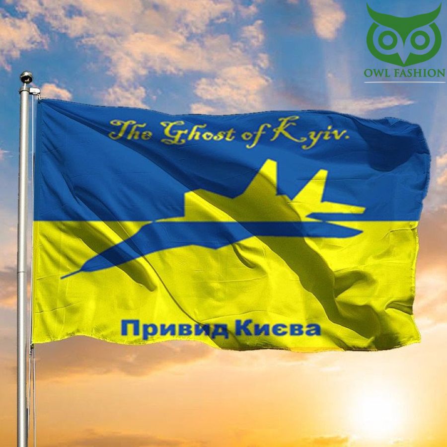 Ghost Of Kyiv Ukrainian Flag I Stand With Ukraine Banner Support Ukraine