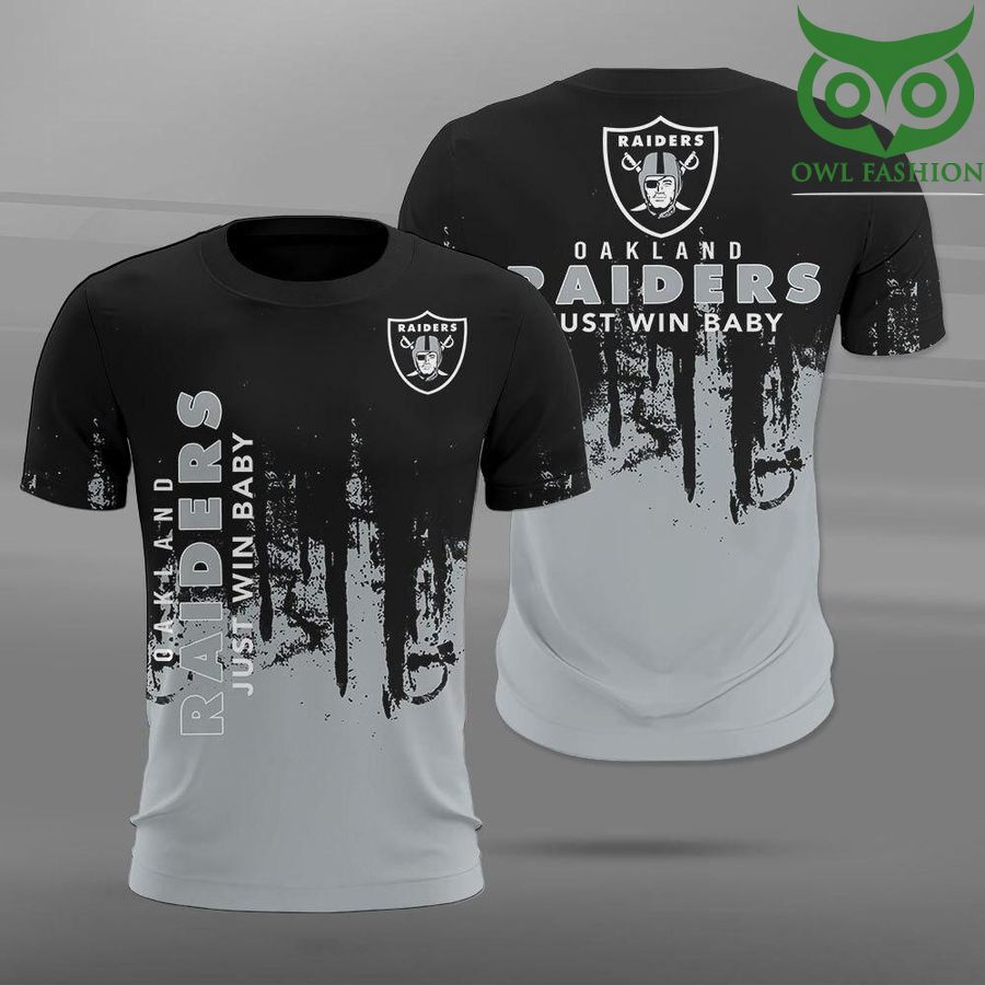 NFL Oakland Raiders just win baby Paint Forest Casual 3D t-shirt