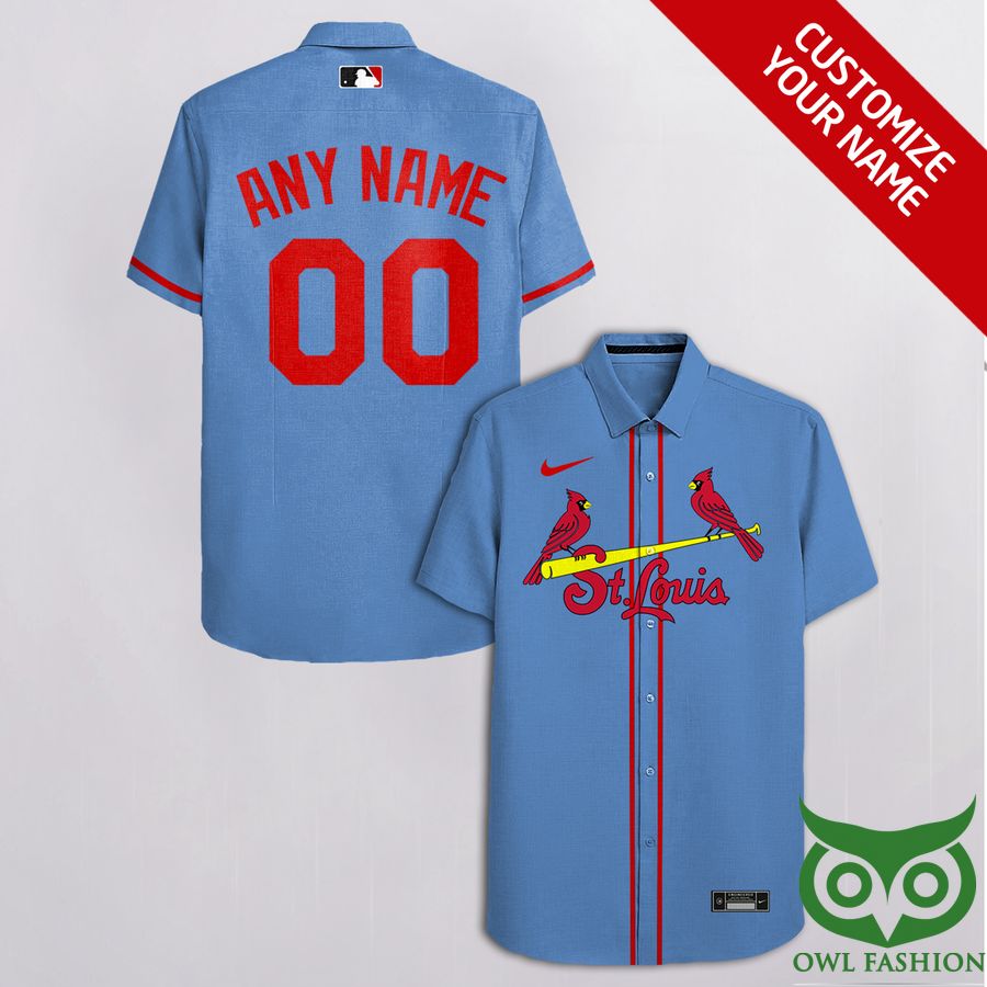 Custom Name Number St Louis Cardinals Red and Blue Hawaiian Shirt