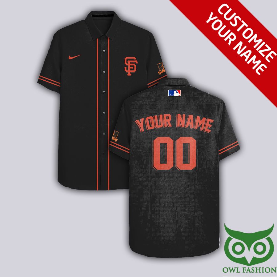 Customized San Francisco Giants Black with Coral Nike Logo Hawaiian Shirt