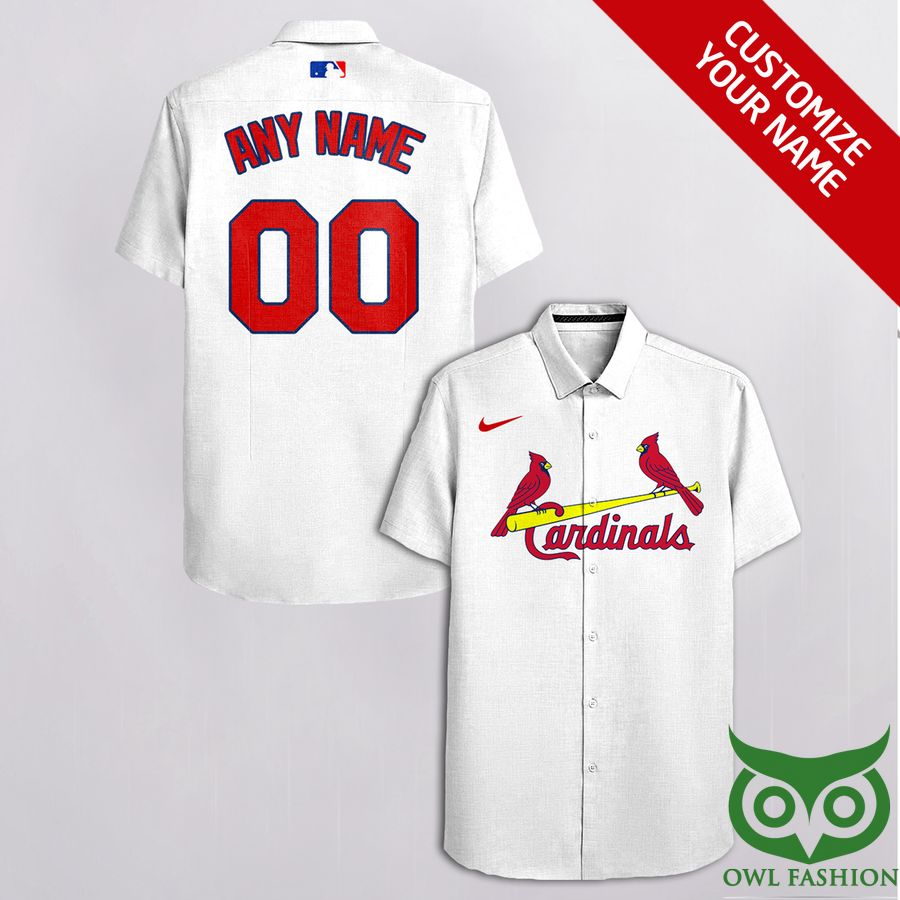 Custom Name Number St Louis Cardinals White Hawaiian Shirt
